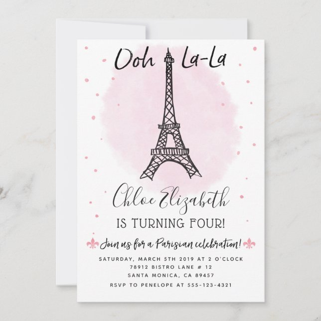 Paris Eiffel Tower Invitation for any event! (Front)