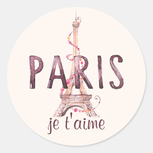 ParisEiffel Tower Je TAime I Love You Classic Round Sticker