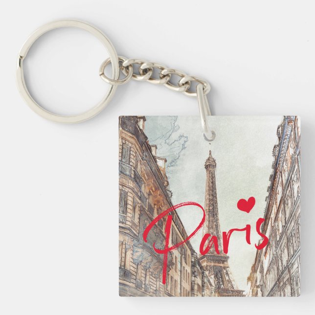 Paris Eiffel Tower Keychain (Front)