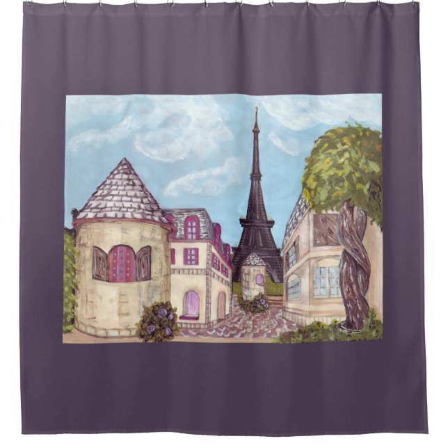 Paris Eiffel Tower landscape shower curtain (Front)