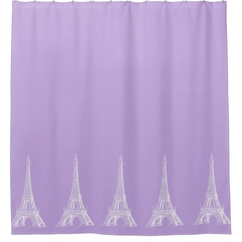 Paris Eiffel Tower Lavender Shower Curtain