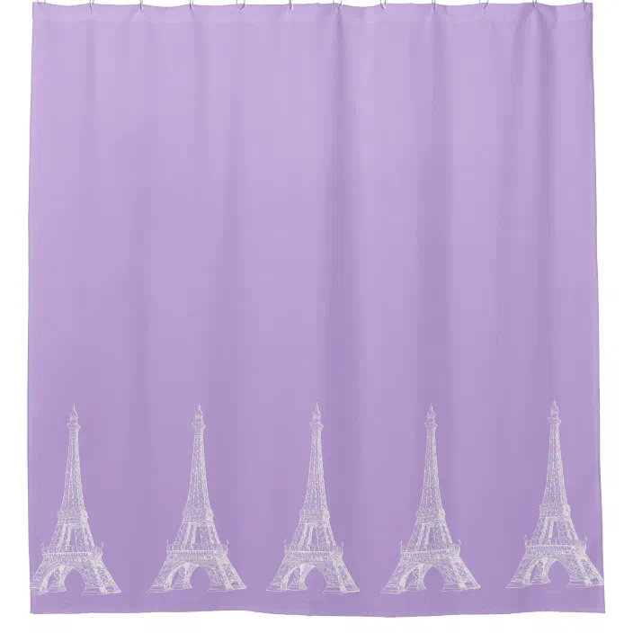 Paris Eiffel Tower Lavender Shower, Paris Themed Shower Curtain