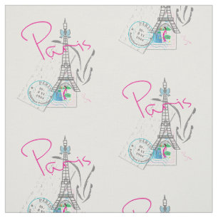 Paris, Eiffel Tower, Letter, Stamp Pattern,  Fabric