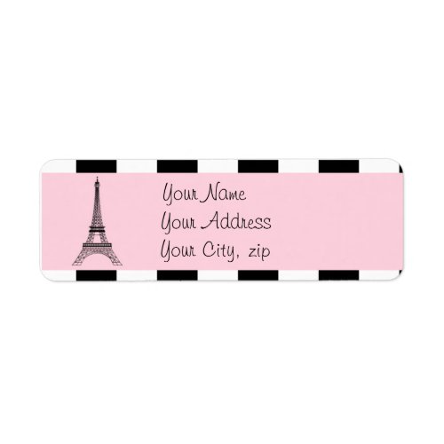 Paris Eiffel Tower Light Pink black White Labels