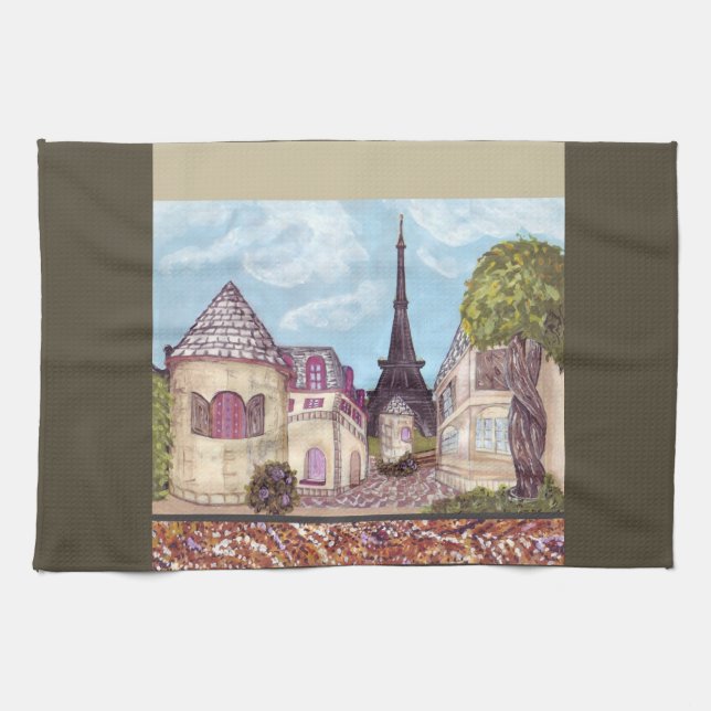 Paris Eiffel Tower Like Landscape Kitchen Towel (Horizontal)