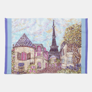 Paris Eiffel Tower like pointillism kitchen towel