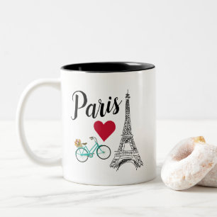 Paris Eiffel Tower Love Illustration Two-Tone Coffee Mug