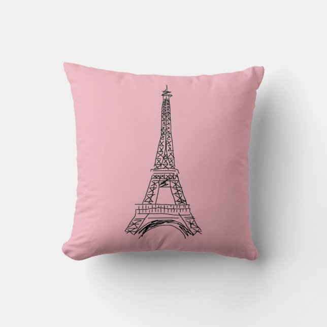 Paris Eiffel Tower Love Throw Pillow (Front)