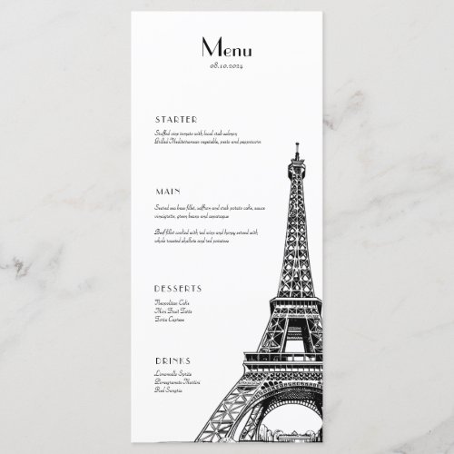 Paris Eiffel Tower Menu for Events