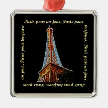 Paris Eiffel Tower Metal Ornament by nitsupak at Zazzle