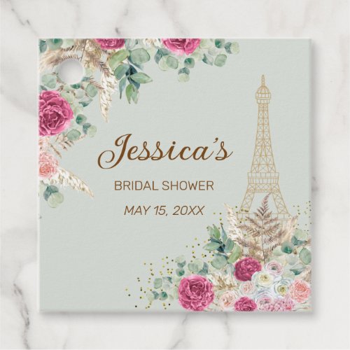 Paris Eiffel Tower Mint Green Bridal Shower Favor Tags