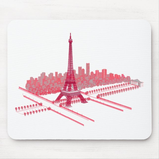 Paris Eiffel Tower Modern Sketch Mouse Pad (Front)