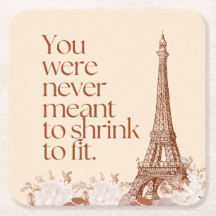 Paris Eiffel Tower Motivational Quote Wall Art Square Paper Coaster