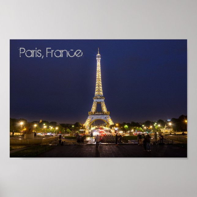 Paris Eiffel Tower Night Lights Poster (Front)