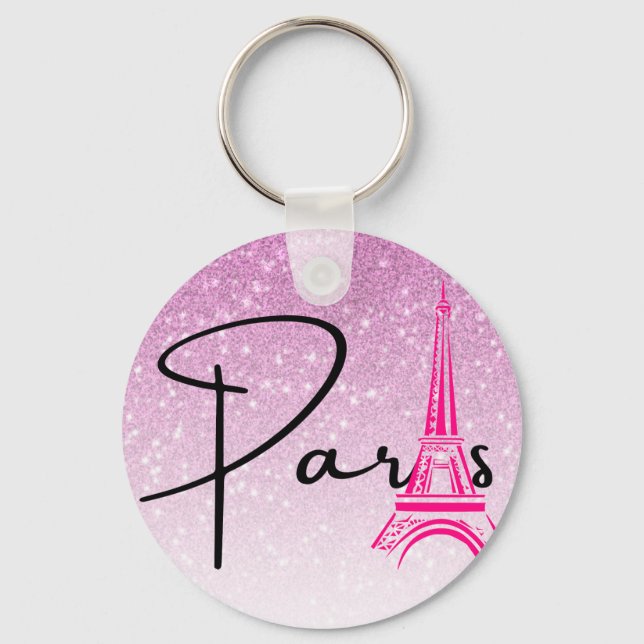 Paris Eiffel Tower Ombre  Keychain (Front)