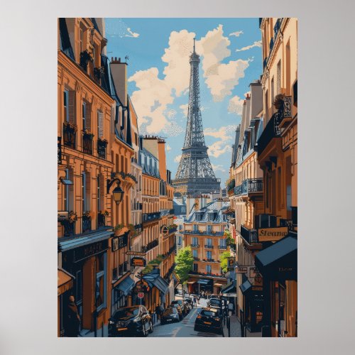 Paris Eiffel Tower Panoramic View Poster