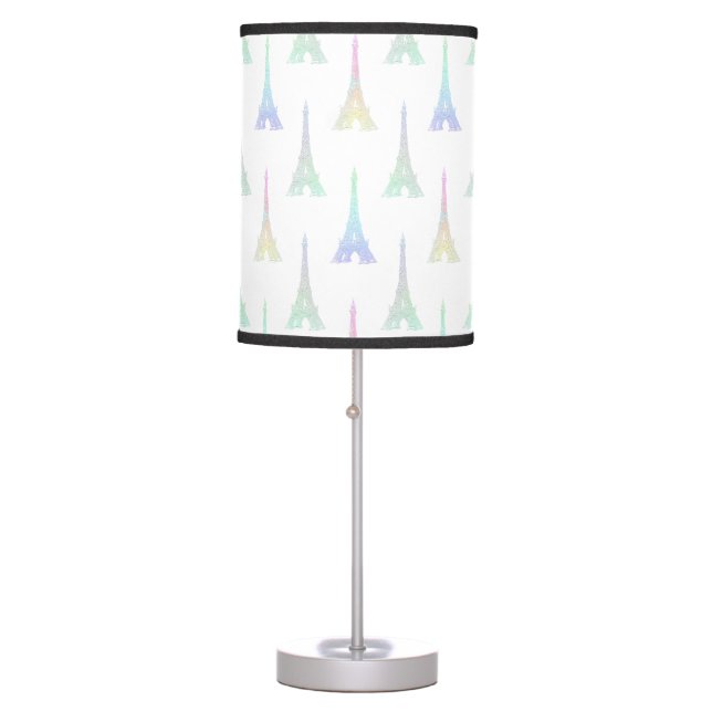 Paris Eiffel Tower Pastel Rainbow Table Lamp (Front)