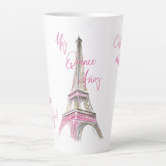 Paris Eiffel Tower Personalized Mis Quince Anos Latte Mug (Front)