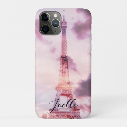 Paris Eiffel Tower Personalized Type Name Photo iPhone 11 Pro Case