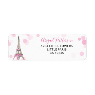 Paris Eiffel Tower Pink and Black Return Address Label