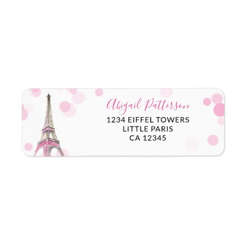 Paris Eiffel Tower Pink and Black Return Address Label
