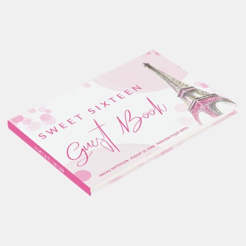 Paris Eiffel Tower Pink and White My Sweet Sixteen Guest Book
