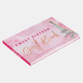 Paris Eiffel Tower Pink Gold Ooh La La Custom Guest Book