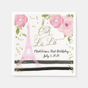Paris Eiffel Tower Pink Gold Ooh La La Napkin