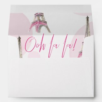 Paris Eiffel Tower Pink Ooh La La Return Address Envelope