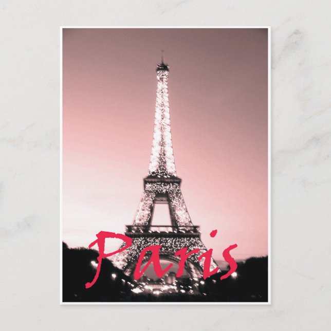 Paris Eiffel Tower Pink Postcard (Front)