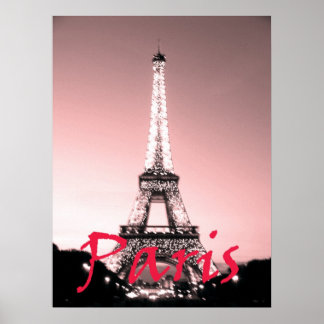 Paris Eiffel Tower Pink Poster