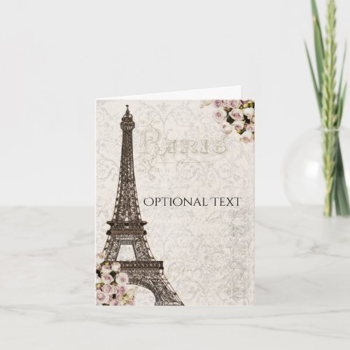 Paris Eiffel Tower Pink Roses Chic Thank You