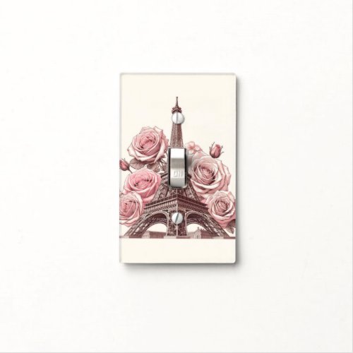 Paris Eiffel Tower  Pink Roses Light Switch Cover