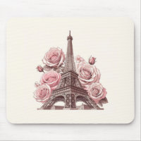 Paris Eiffel Tower & Pink Roses