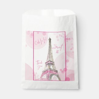 Paris Eiffel Tower Pink Sweet 16 Thank You Favor Bag