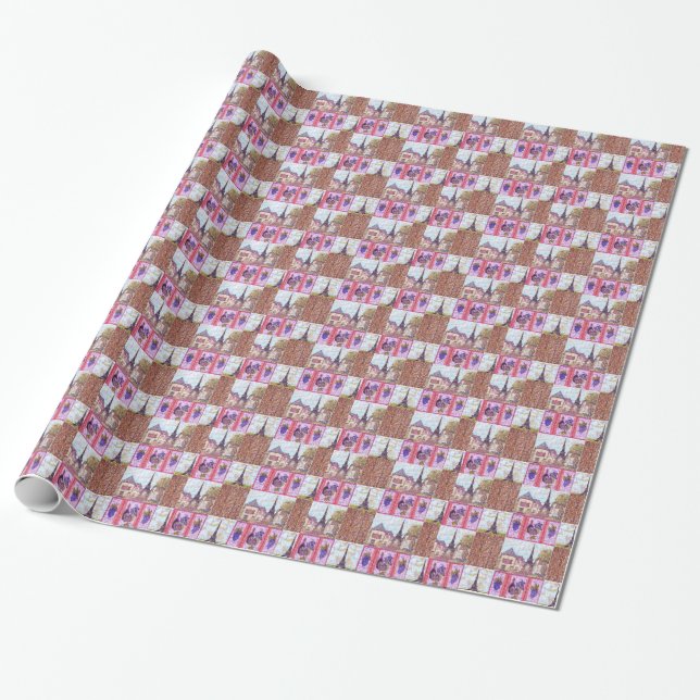 Paris Eiffel Tower pointillism quilt wrapping pape Paper (Unrolled)
