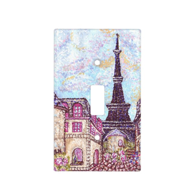 Paris Eiffel Tower pointillist lightswitch cover (Front)