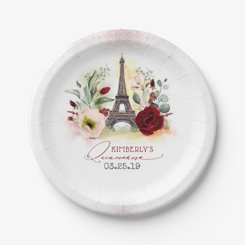 Paris Eiffel Tower Quinceaera 15th Birthday Party Paper Plates