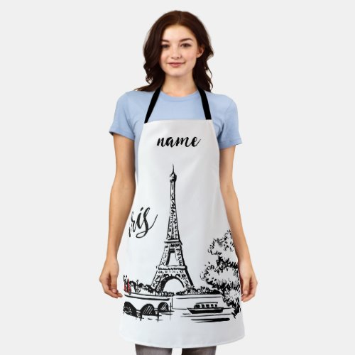 Paris Eiffel Tower Red Scooter Apron