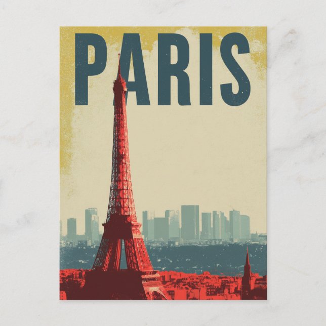 Paris Eiffel tower retro Postcard (Front)