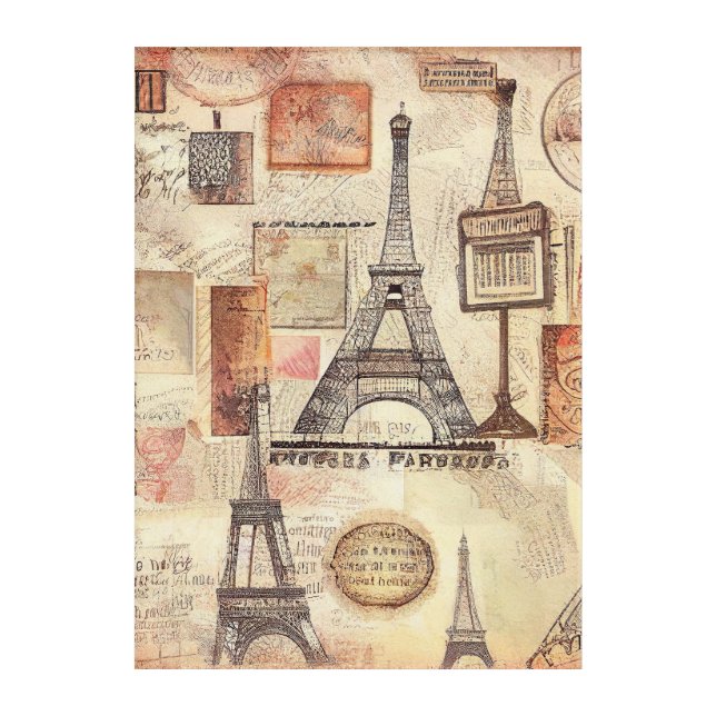 Paris Eiffel Tower Retro Vintage Acrylic Wall Art (Front)
