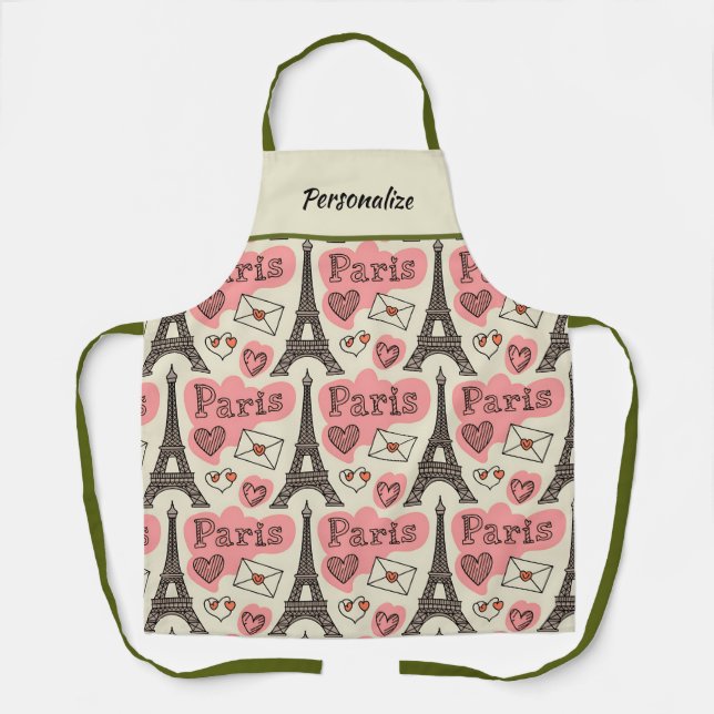 Paris Eiffel Tower Romance Personalized Apron (Front)