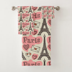 Paris Eiffel Tower Romance Stylish Chic Decor Bath Towel Set