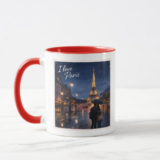 Paris Eiffel Tower Romantic Rainy Night Art Mug
