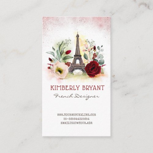 Paris Eiffel Tower Rose Gold Glitter Elegant Business Card