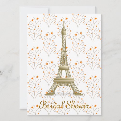 Paris Eiffel Tower Scroll Pattern Bridal Shower Invitation