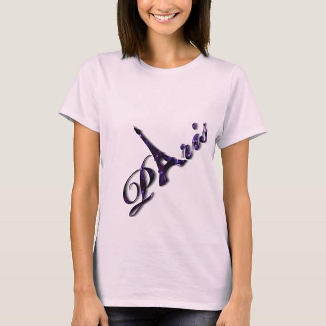 Paris Eiffel Tower Sequin Glitter Sparkle T-Shirt (Front)