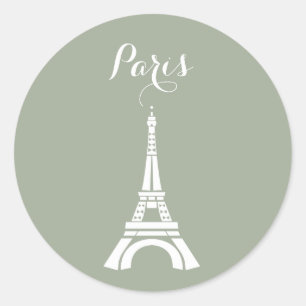 Paris Eiffel Tower Silhouette Classic Round Sticker