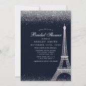 Paris Eiffel Tower Silver Sparkle Bridal Shower Invitation (Front)