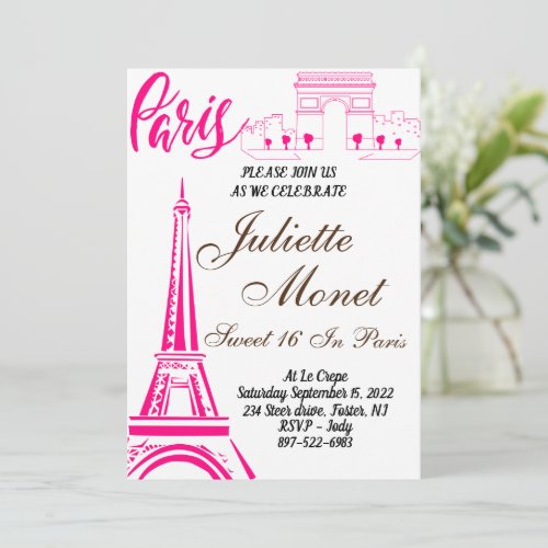Paris Eiffel Tower Sweet 16 invitations